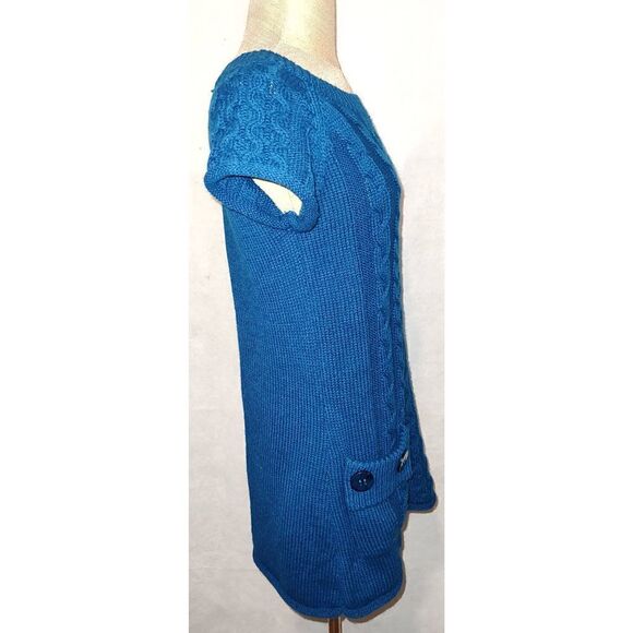 FEVER Sweater Dress Size Small Blue. Wool blend. Front pockets w buttons. - Picture 5 of 9